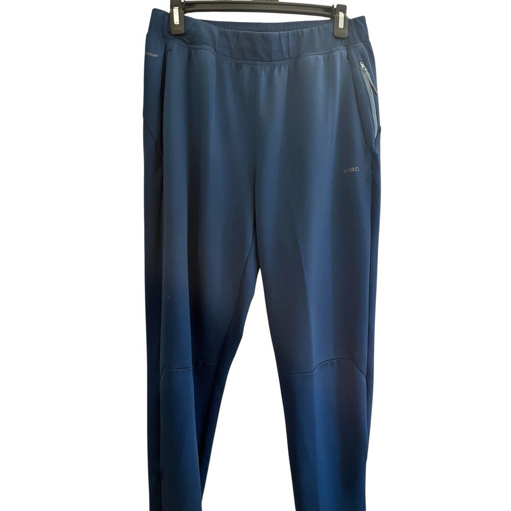 SKORA Men's Blue Quick Dry Track Pants L Zippered Pocket Ankle Zippers